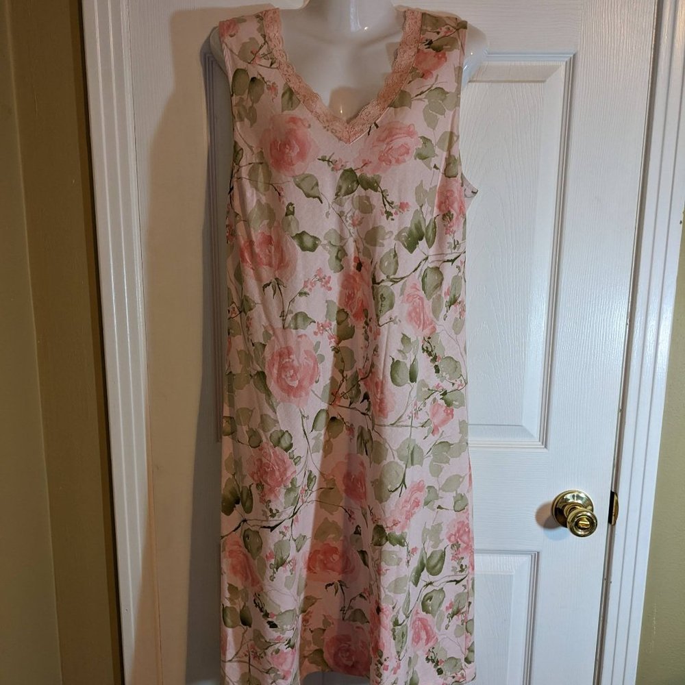 Norton Studio Linen Blend Sleeveless Floral Shift Dress - size M